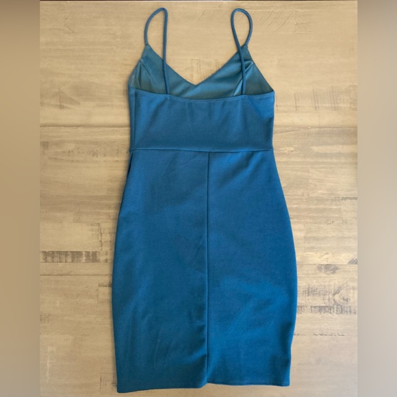 Lulu’s Forever Your Girl Teal Blue Bodycon Dress - spaghetti strap dress small - Picture 4 of 6